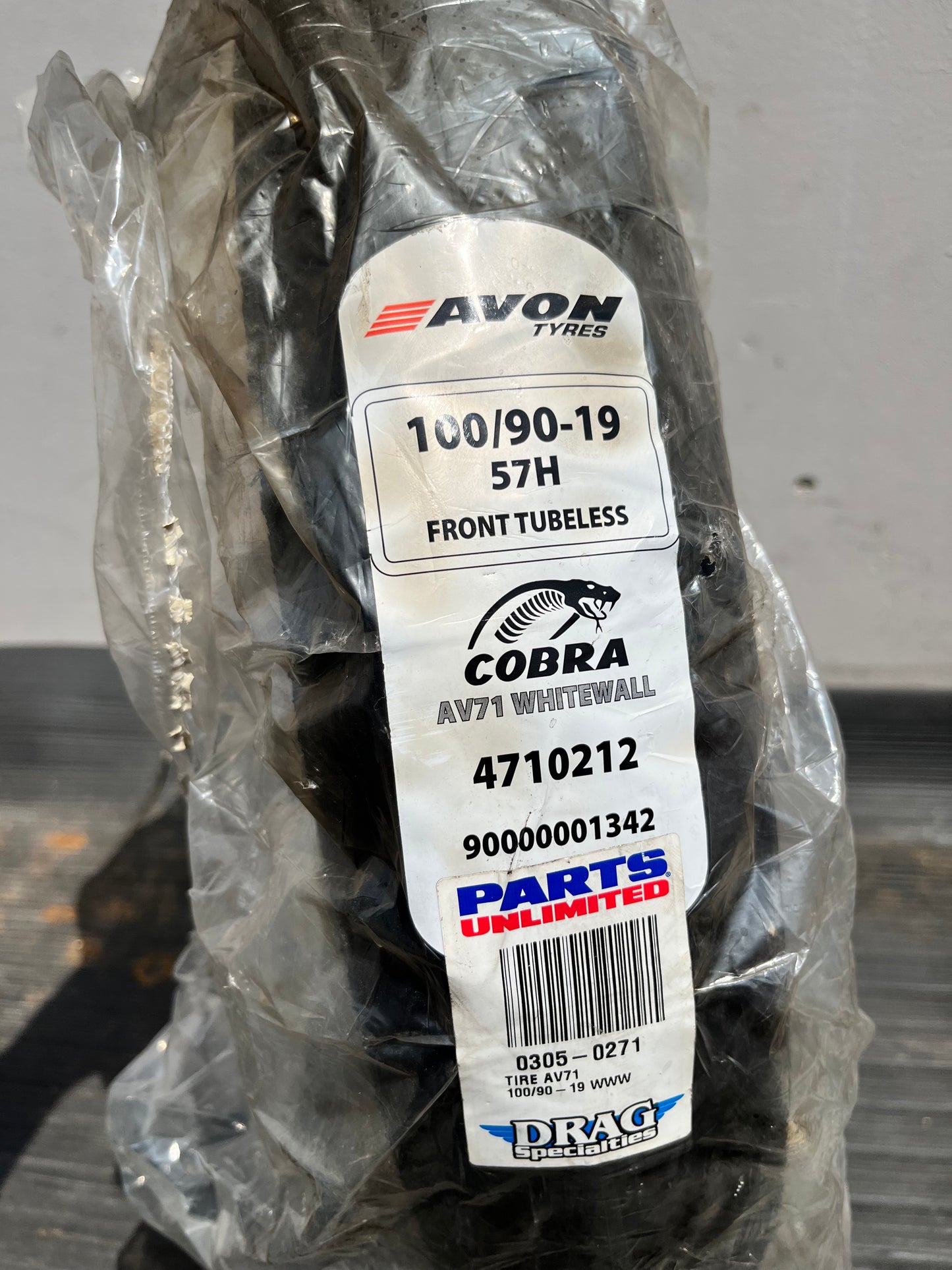 Avon Cobra AV91 front 19" Whitewall Motorcycle Tire