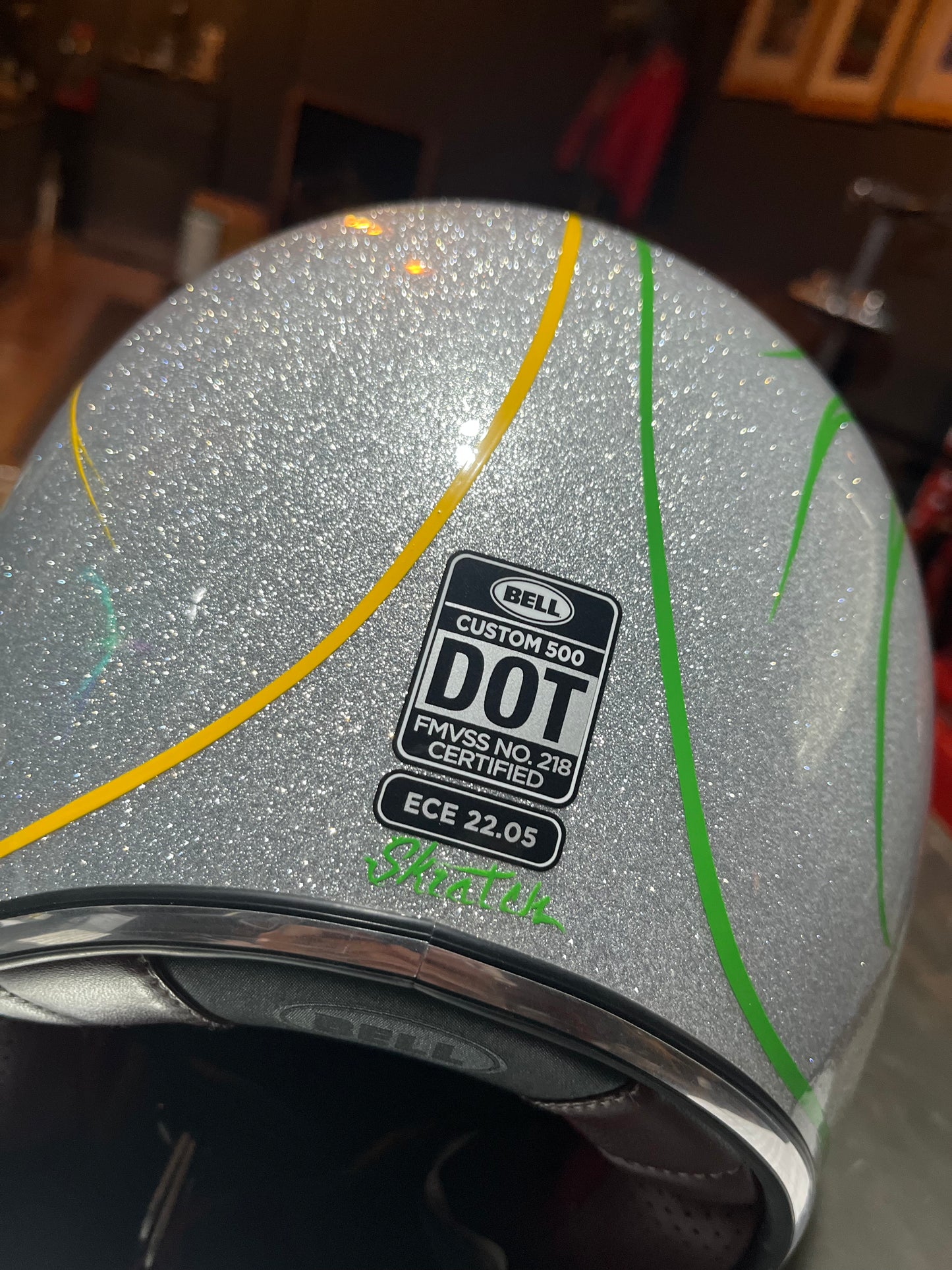 Bell Custom 500 helmet pin-striped by Skratch