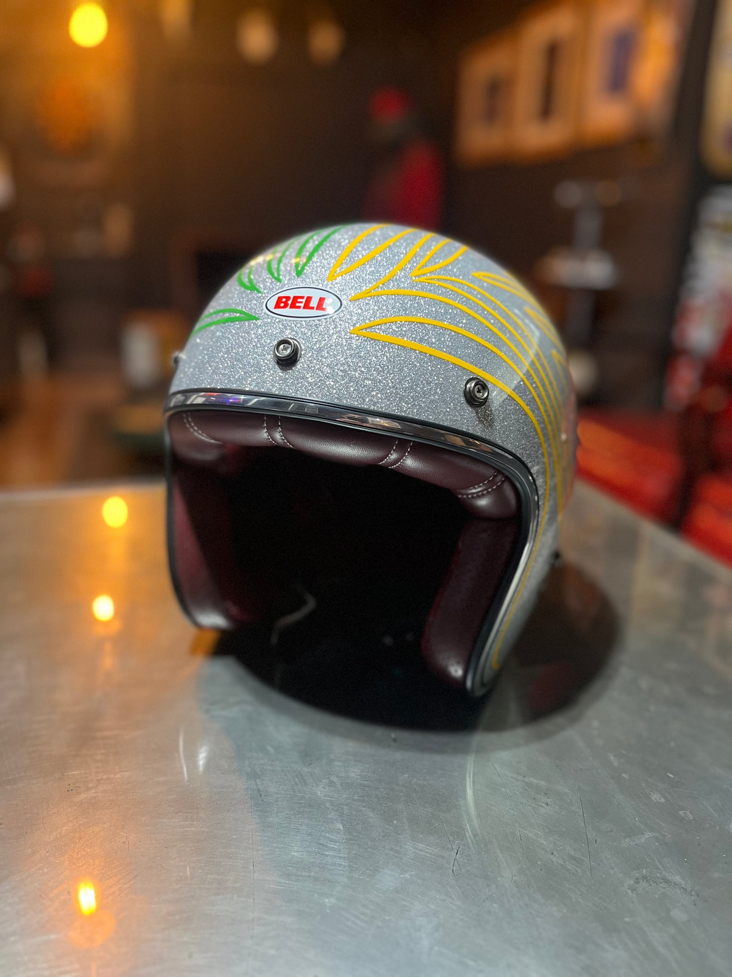 Bell Custom 500 helmet pin-striped by Skratch