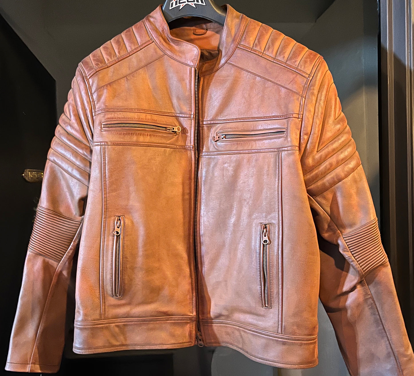 Cafe Racer style leather jacket